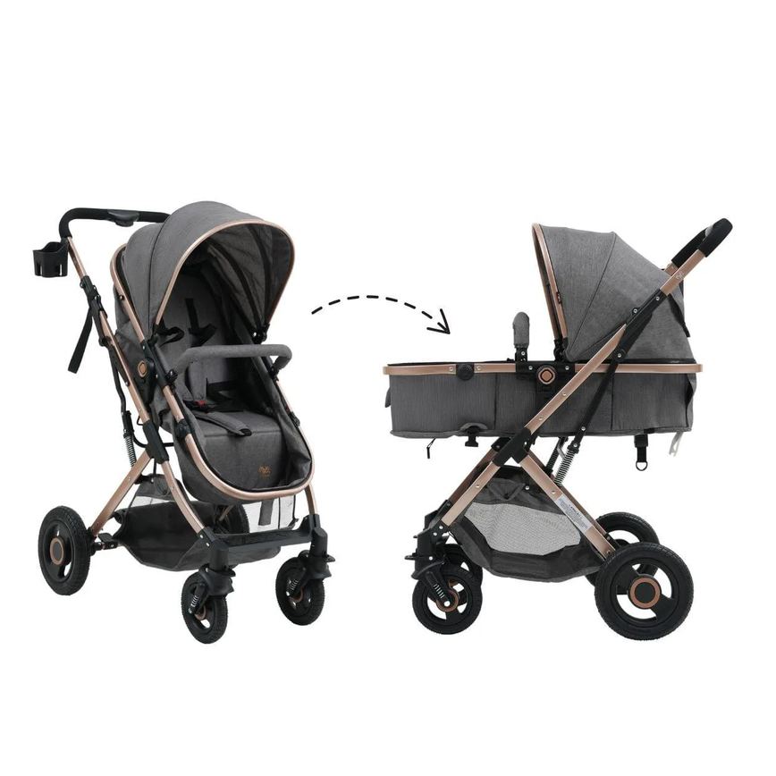 Carrinho Passeio Bebê Moisés Reversível Elysian Maxi Baby Cinza