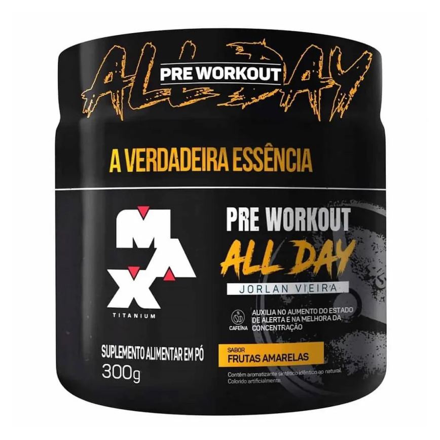 Pre Workout All Day Jorlan Vieira (300G) - Sabor: Frutas Amarelas