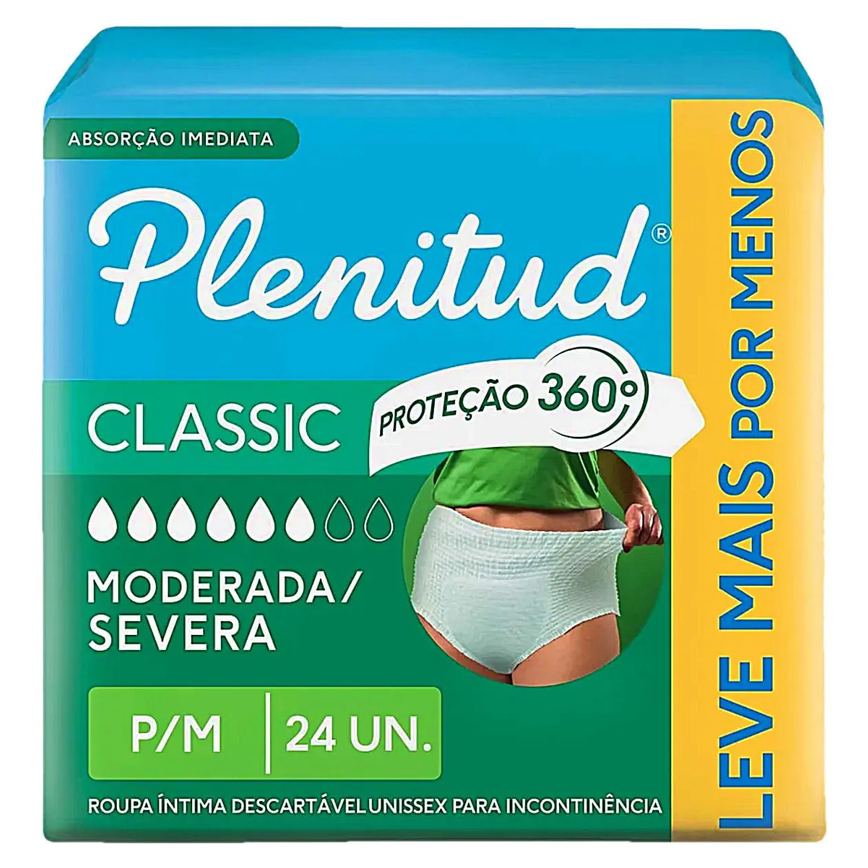 Roupa Íntima Descartável Unissex Classic Plenitud P/M 24 Unidades