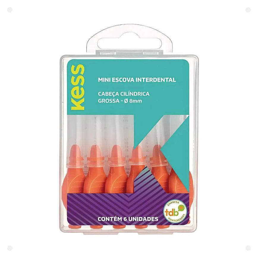 Mini Escova Interdental Kess Cabeça Cilíndrica Grosa - Ø 8Mm com 6Un Cód. 2007