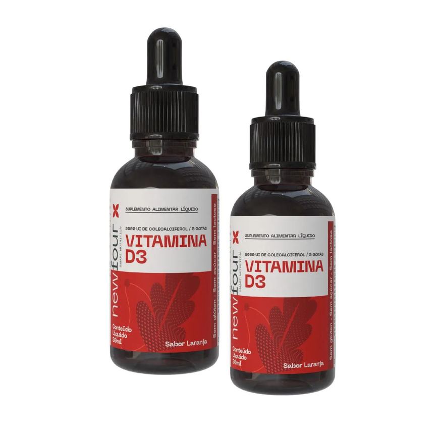 Vitamina D3 2000 Ui de Colecalciferol em Gotas Laranja Kit com 2 Frascos com Total de 60Ml