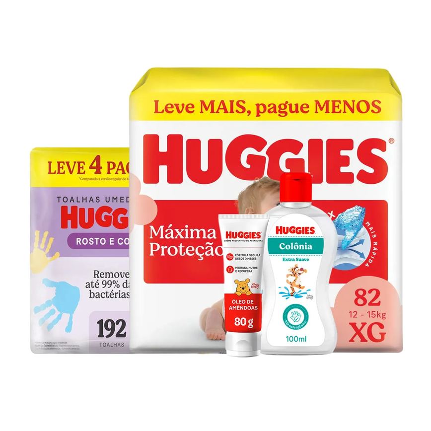Kit Chá de Bebê Huggies XG Troca de Fralda com Colônia