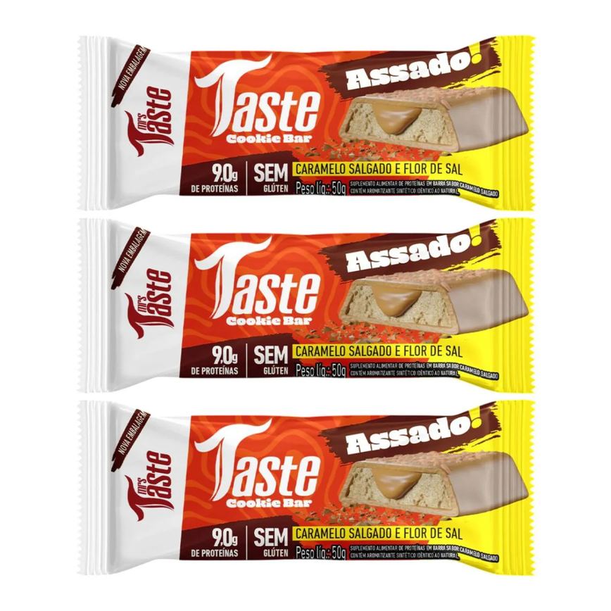 Kit 3 Barra de Proteina Caramelo C Flor de Sal 9 de Proteina