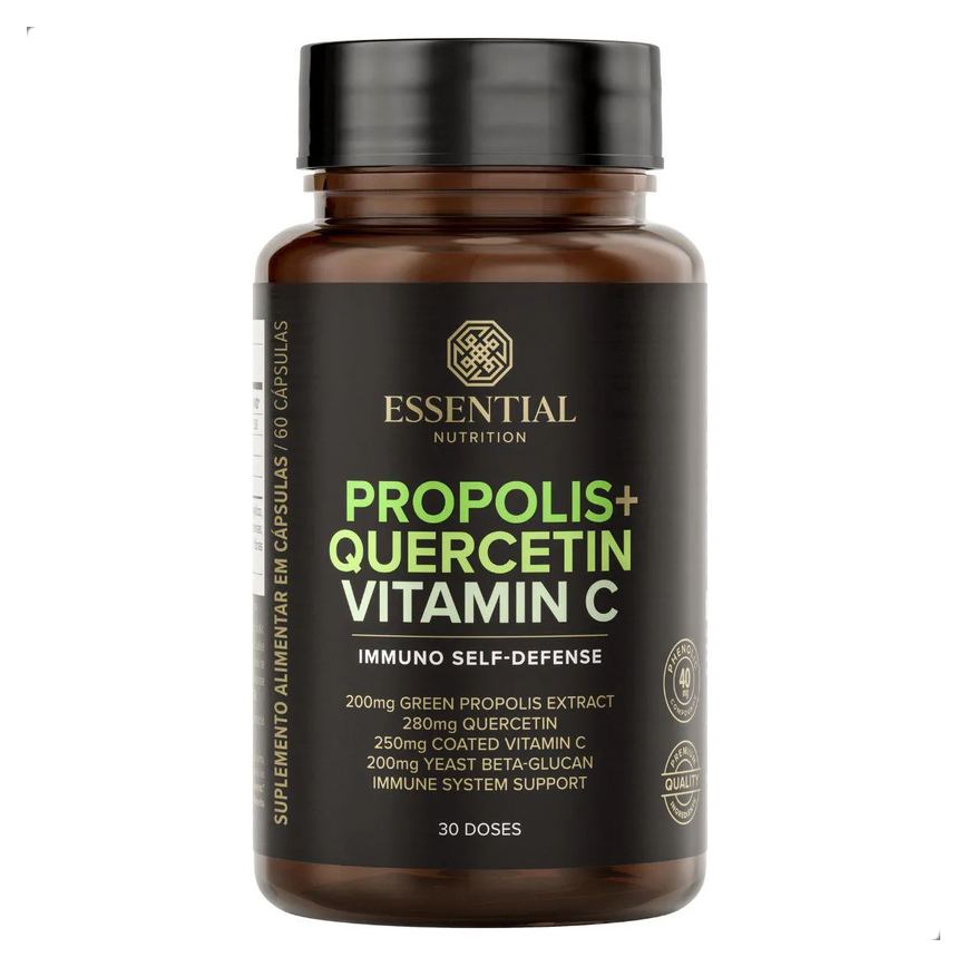 Propolis Quercetin Vitamin C Immuno Self Defense 60 Capsulas Essential Natural