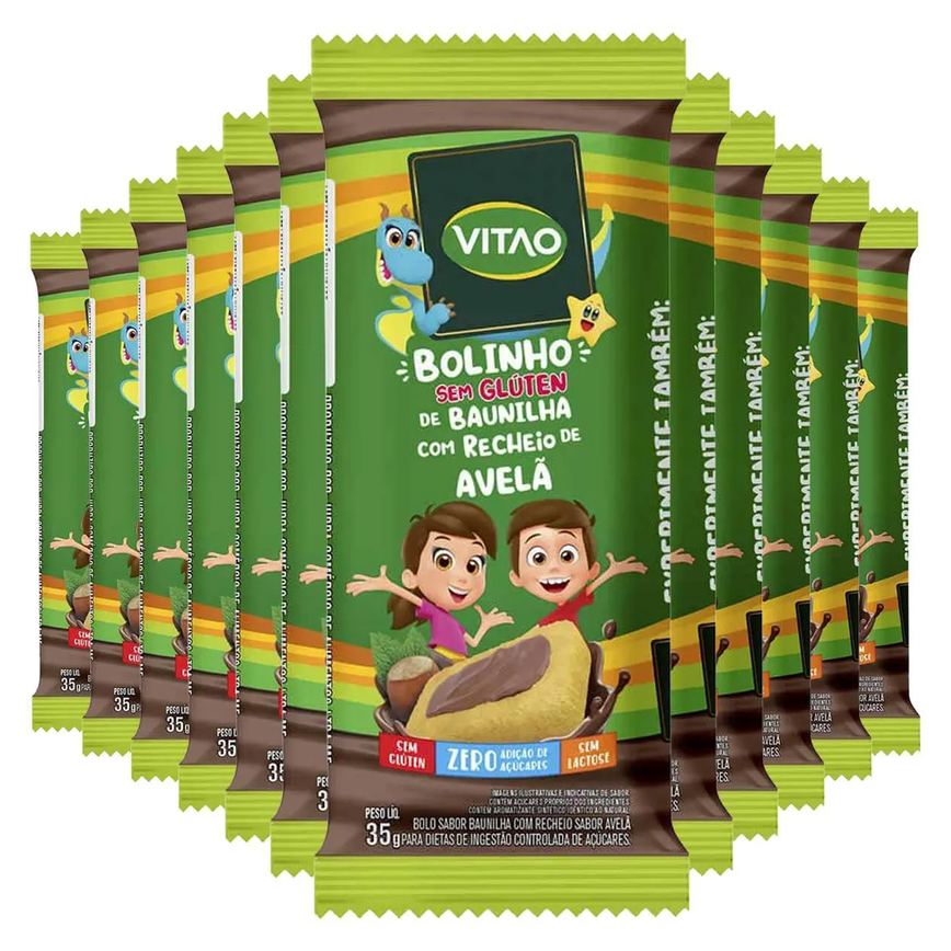 Bolinho sem Glúten Baunilha Recheio de Avelã Vitao Kids 420G