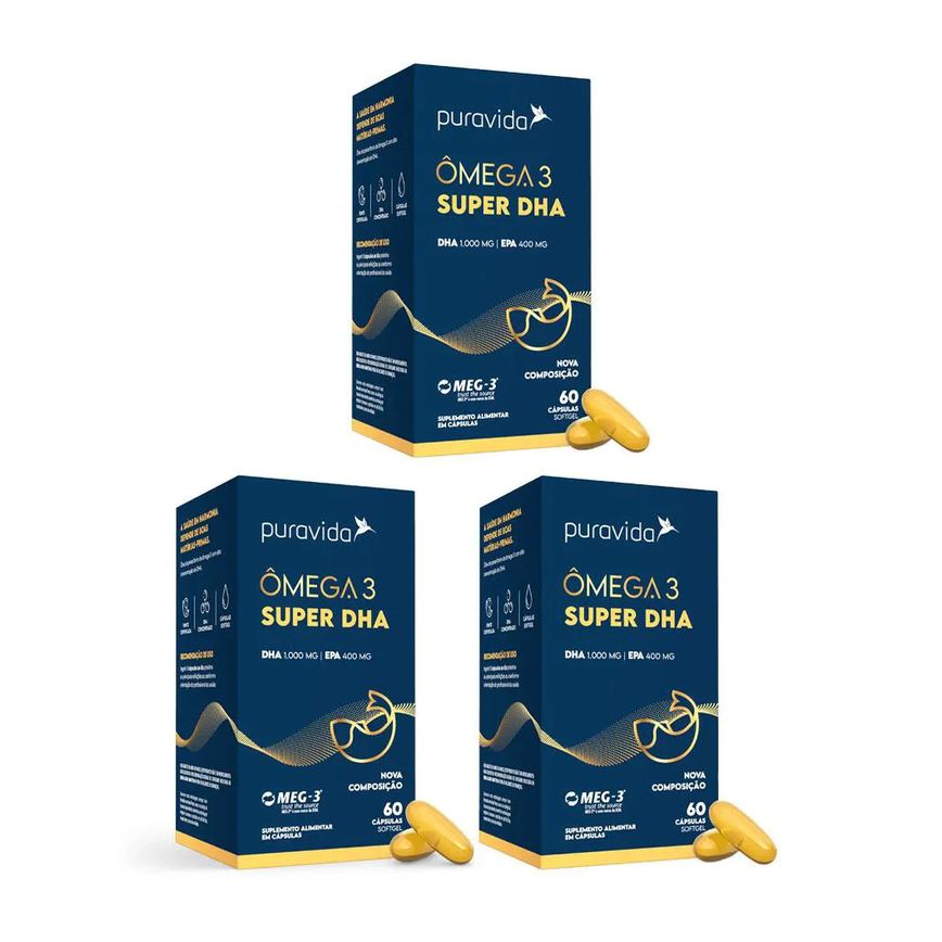 Omega 3 Super Dha Epa Big Kit 3 - 120 Caps - Puravida