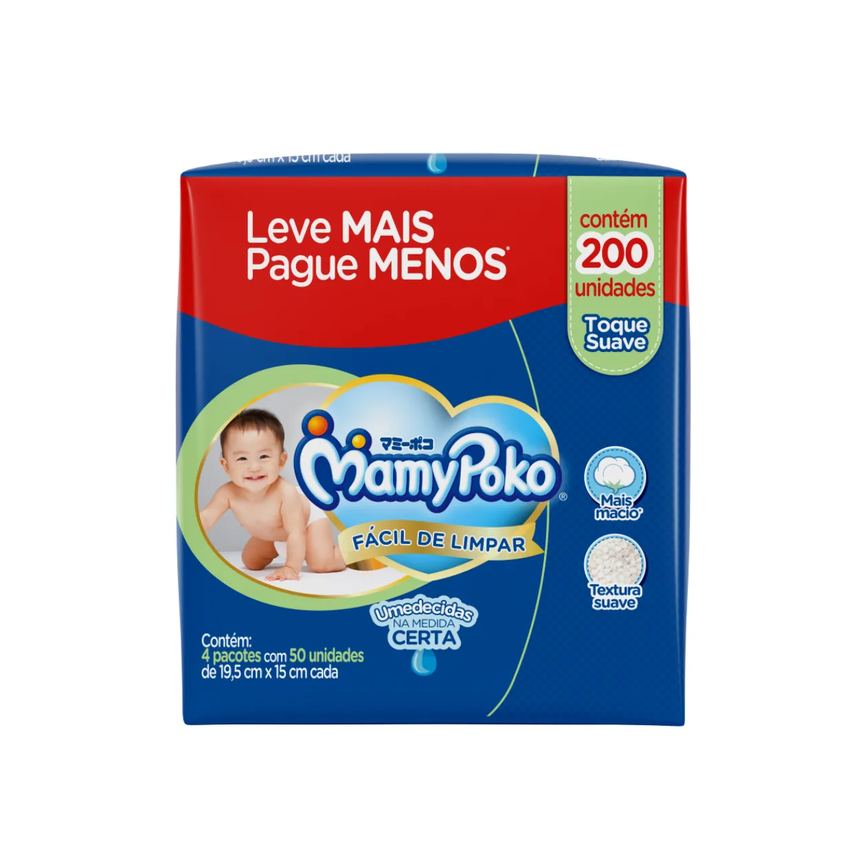 Lenço Umedecido Mamypoko Toque Suave 200 unidades