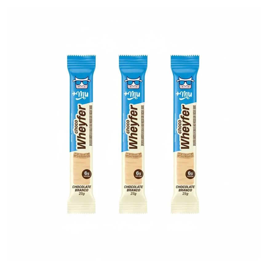 Kit 3 Choco Wheyfer Chocolate Branco Crocante 6G de Proteina 25G +Mu
