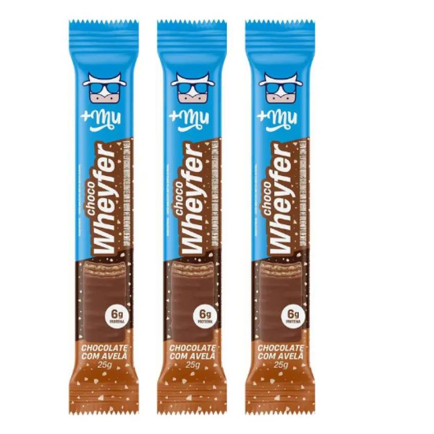 Kit 3 Choco Wheyfer Chocolate C Avelã Crocante 6G de Proteina 25G +Mu
