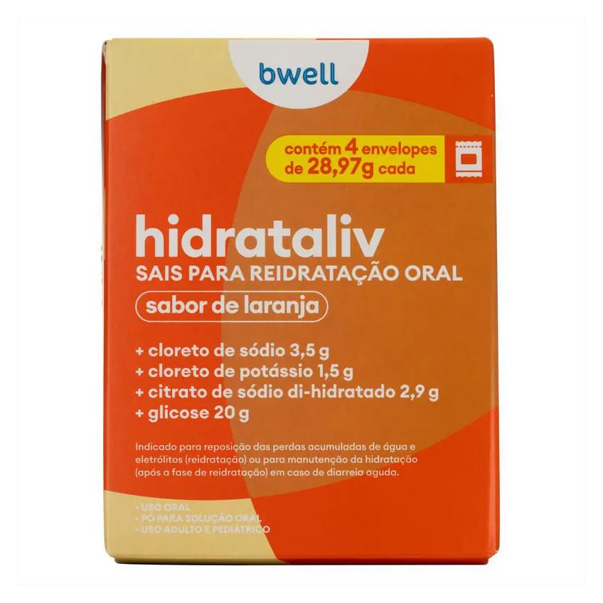 Sais para Reidratação bwell Hidrataliv Laranja 4 envelopes