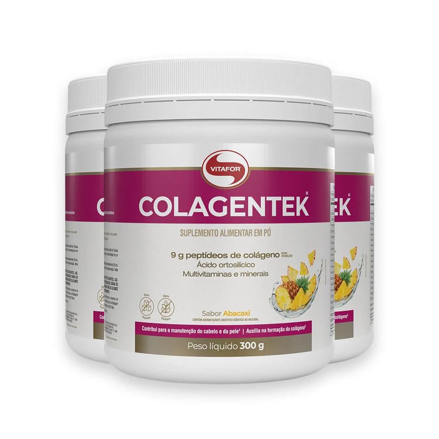 Kit 3 Colagentek Vitafor 300G Abacaxi