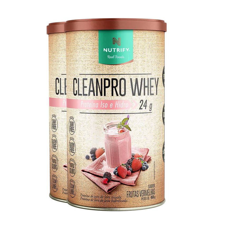 Kit 2 Clean Pro Whey Hidrolisado Frutas Vermelhas Nutrify 450G