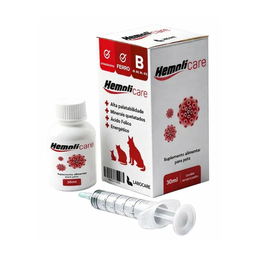Hemoli Care Multivitamínicos, Suplemento Alimentar para Cães e Gatos - 30Ml