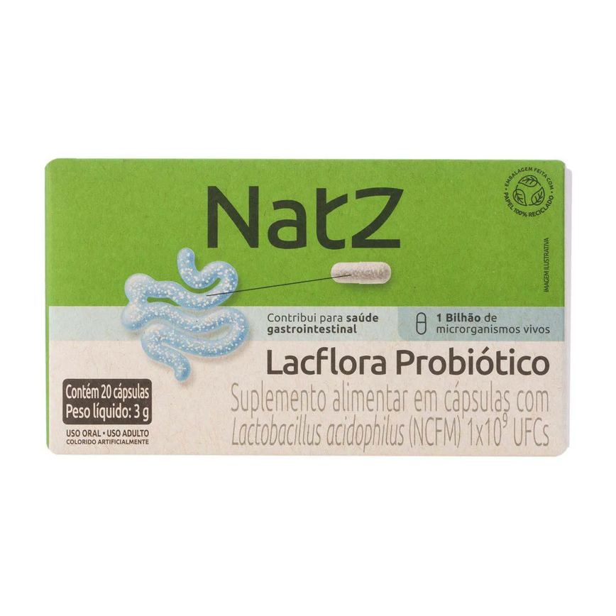 Probiótico Lactobacillus Acidophilus Natz 20 cápsulas