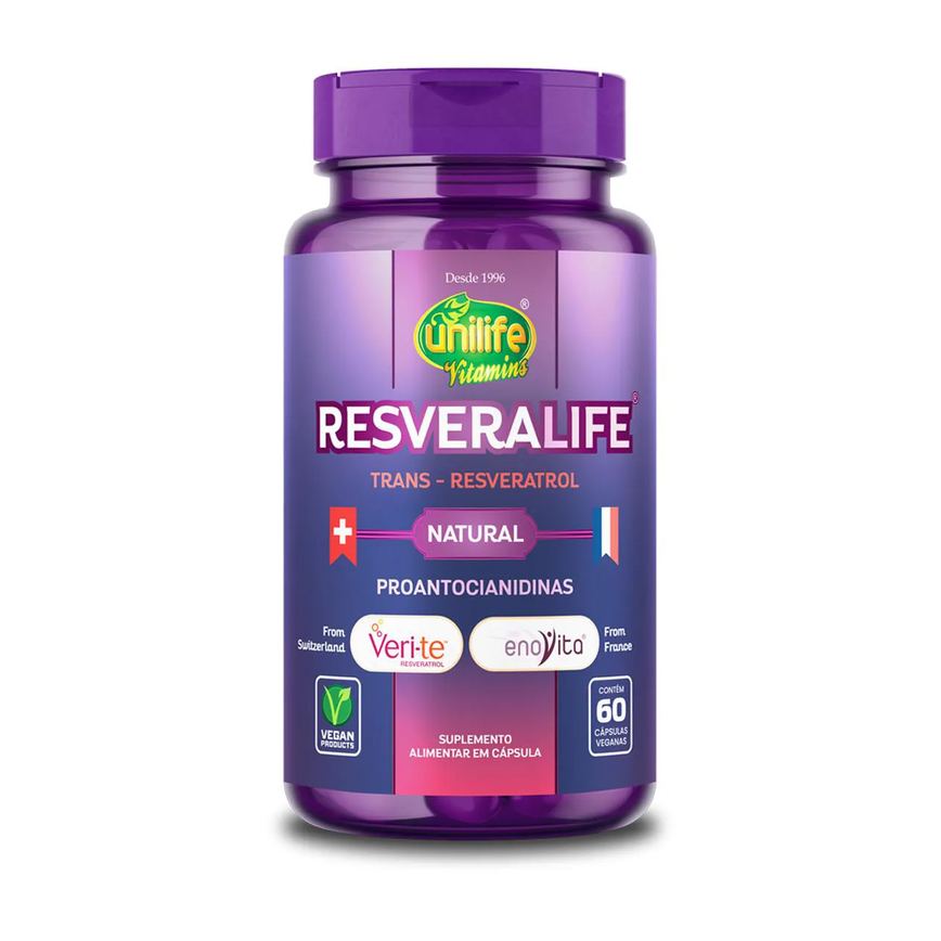 Trans Resveratrol Resveralife Unilife 60 Cápsulas