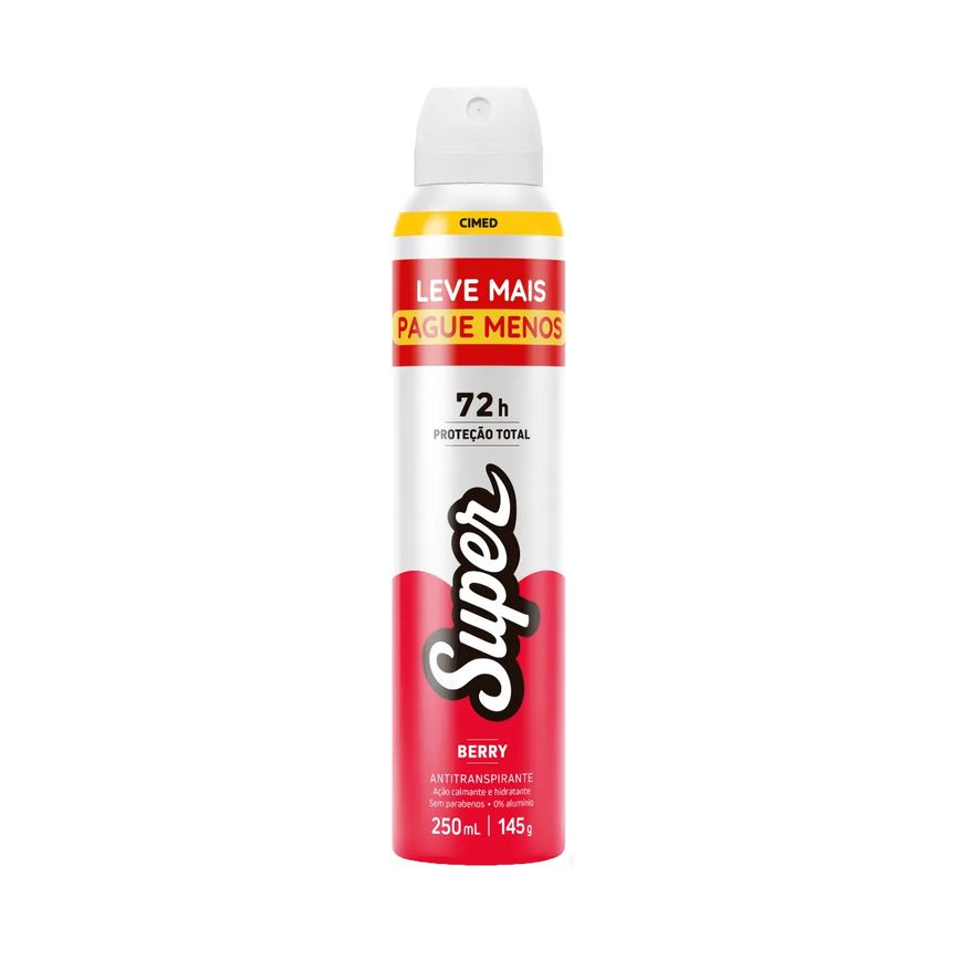 Desodorante Antitranspirante Aerossol Cimed Super Berry 72h 250ml
