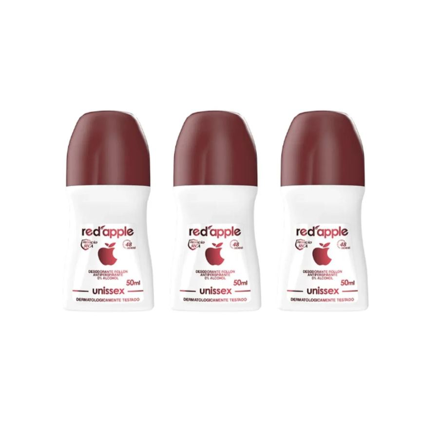 Kit 3Un Red Apple Antitranspirante Roll-On Unissex