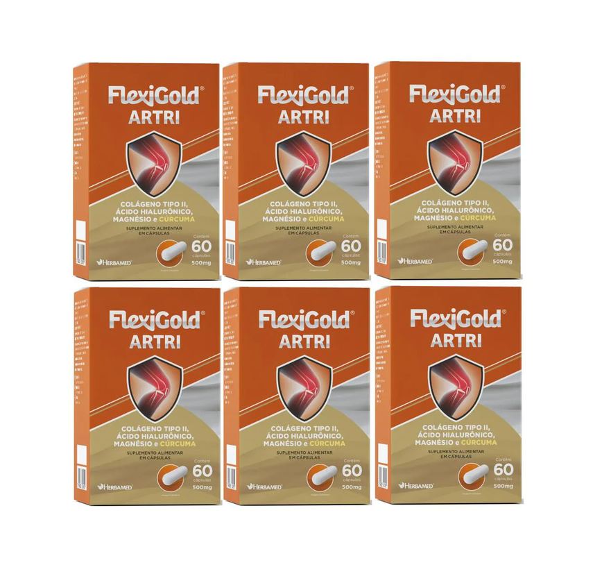 Kit 6 Flexigold Artri Colágeno Tipo 2 60 Cáp 40Mg - Herbamed