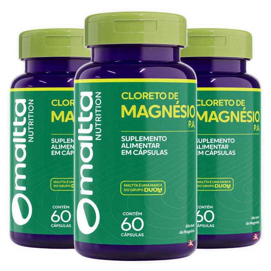 Kit 3 Cloreto de Magnésio P.a Concentrado Total 180 Cápsulas - Maltta Nutrition