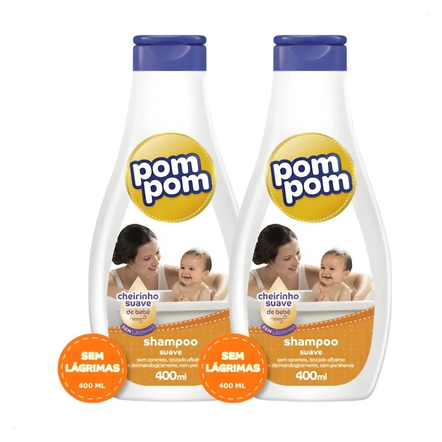 Kit 2 Uni Shampoo Pom Pom Inf Cheiro Suave 400Ml Infantil