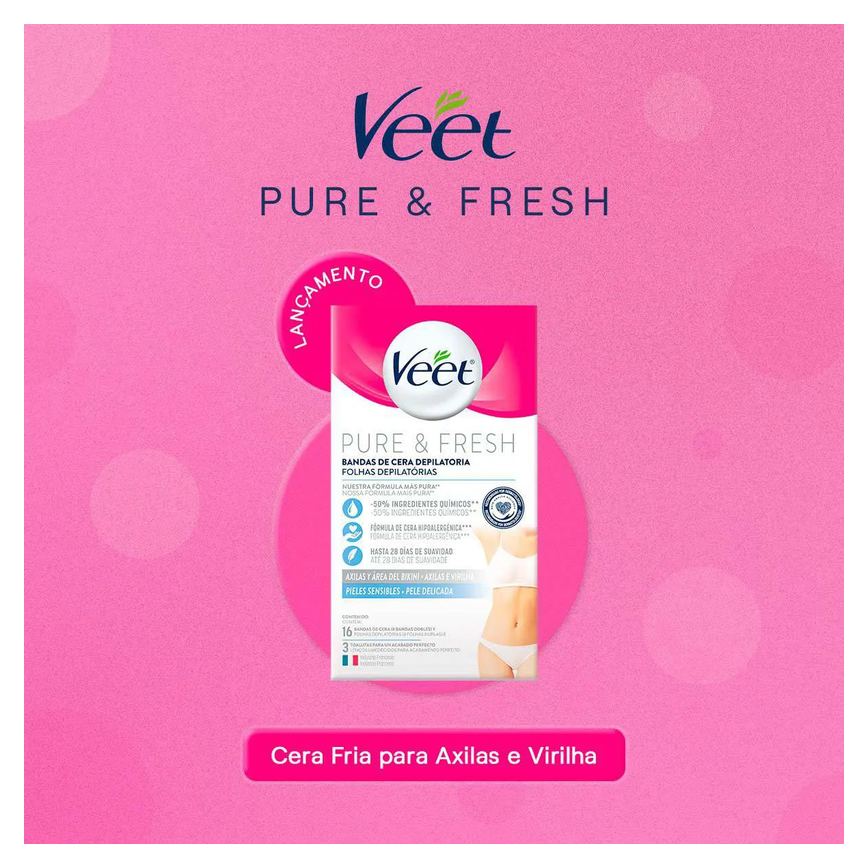 Folha Depilatória Axilas e Virilhas Veet Pure & Fresh 16 unidades