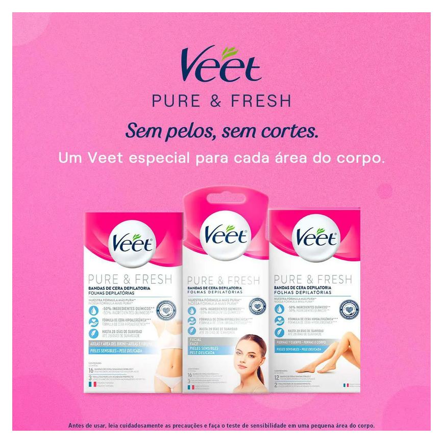 Folha Depilatória Axilas e Virilhas Veet Pure & Fresh 16 unidades