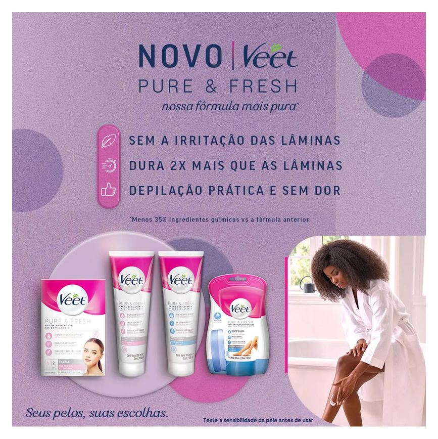 Creme Depilatório Veet Pure & Fresh Pele Sensível 200ml