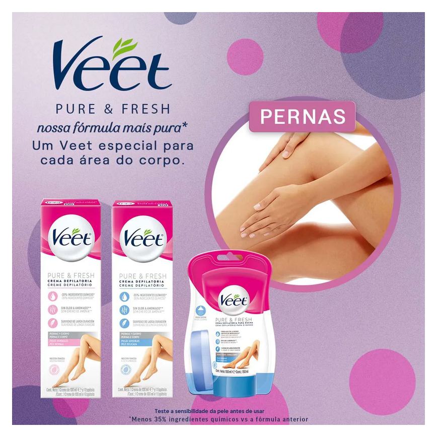 Creme Depilatório Veet Pure & Fresh Pele Sensível 200ml