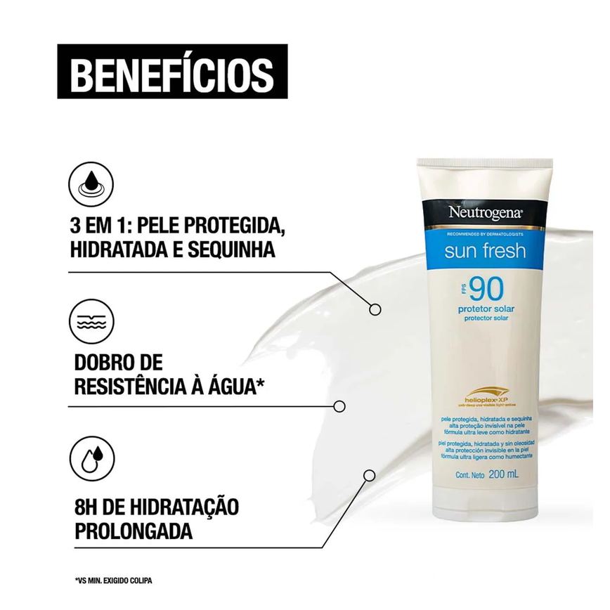 Protetor Solar Corporal Loção FPS 90 Neutrogena Sun Fresh 200ml