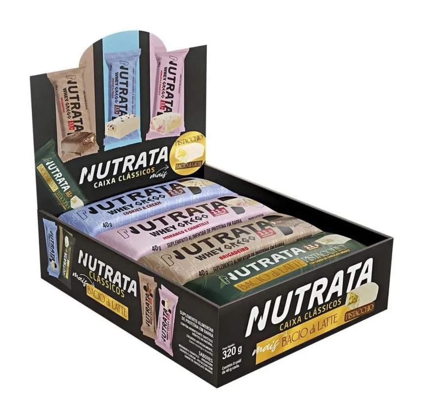 Barra Proteica Nutrata Display Clássicos e Bacio com 12 Unidades (320G) - Caixa Mista