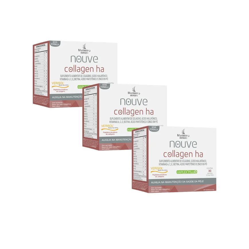 Kit com 3 Nouve Collagen HÁ Nova Fórmula - 90 Sachês