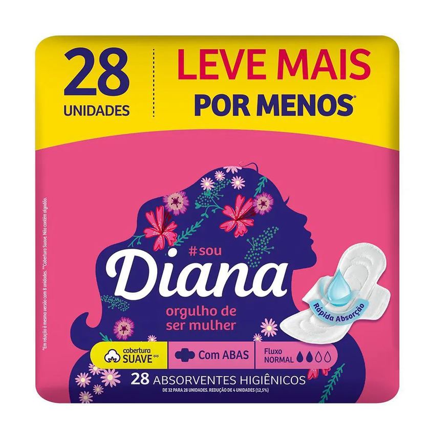 Absorvente Diana Suave com Abas 28 Unidades