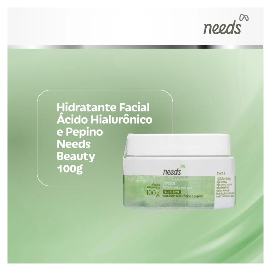 Hidratante Facial Needs Beauty Ácido Hialurônico e Pepino 100g
