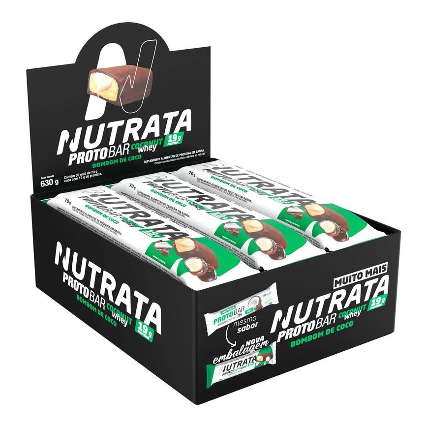 Barra Protobar Whey - 9 Unidades 70G Bombom de Coco - Nutrata