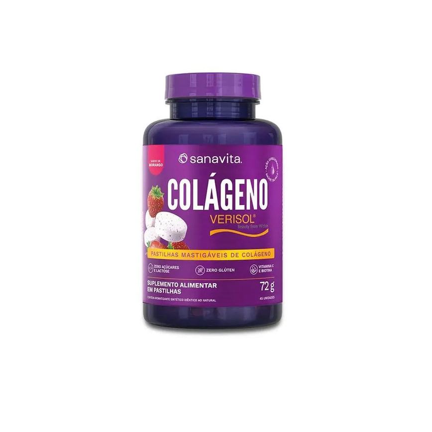 Colágeno Verisol Mastigável - 45 Pastilhas Morango - Sanavita