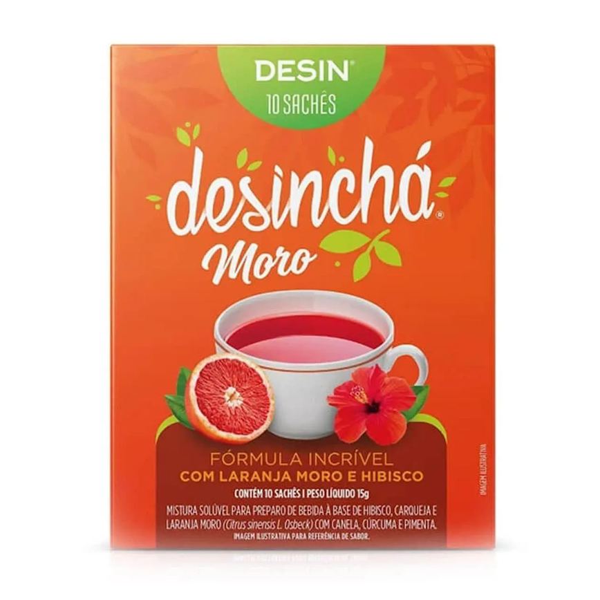 Desincha Moro - 10 Sachês Laranja Moro e Hibisco - Desinchá