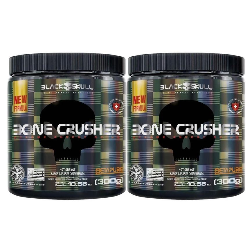 Kit 2X Bone Crusher Nova Fórmula - 300G Hot Orange - Black Skull