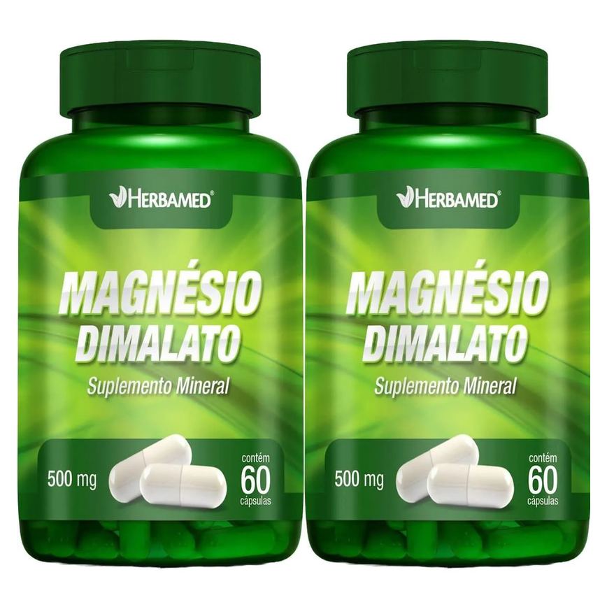 Kit 2X Magnésio Dimalato - 60 Cápsulas - Herbamed