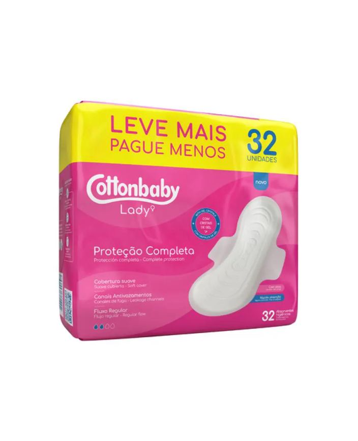 Absorvente Higiênico com Abas Lady C/32 Unidades Cottonbaby
