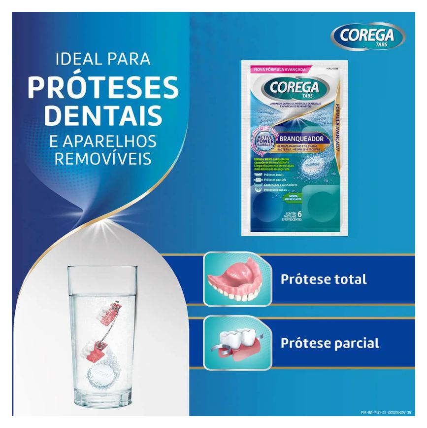 Corega Tabs Branqueador 6 Pastilhas