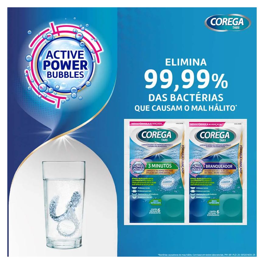 Corega Tabs Limpeza 3 Minutos 6 Pastilhas