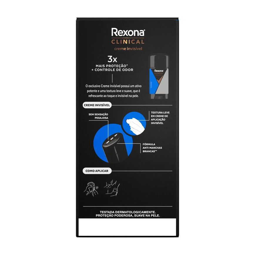Desodorante Antitranspirante Stick Creme Rexona Men Clinical Clean Masculino 96h 58g