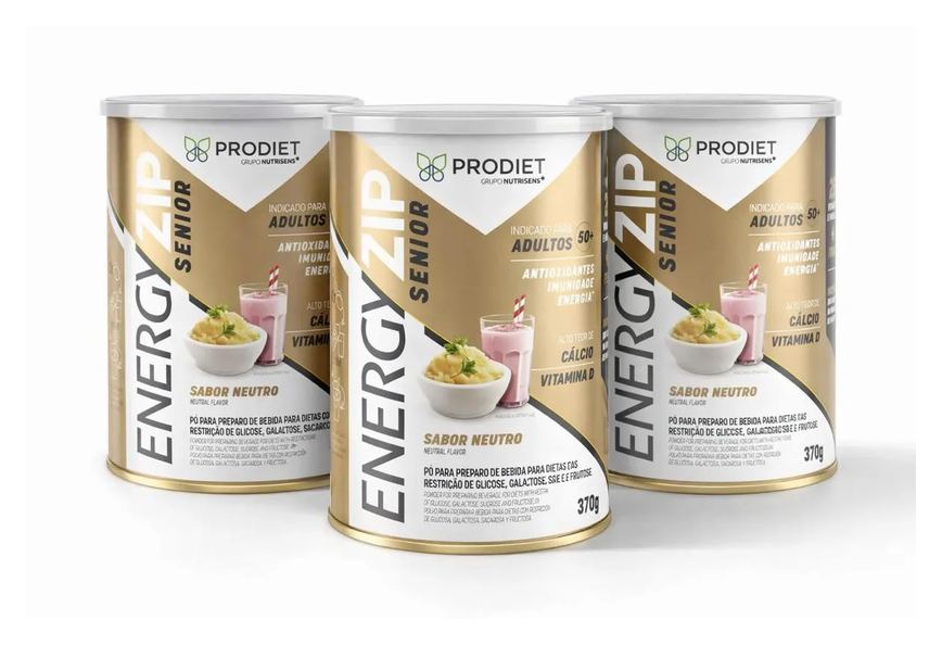 Kit C/ 3 Energyzip Sênior Sabor Neutro - Lata 370 Gr