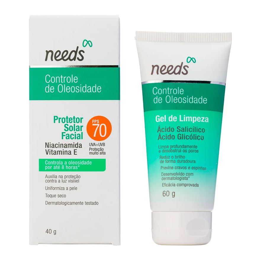 Kit Facial Needs Protetor Solar FPS 70 40g + Gel de Limpeza 60g