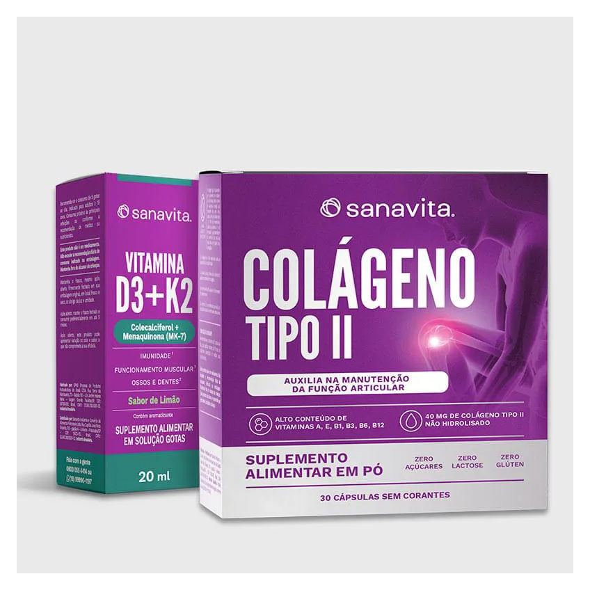 Combo Suporte Articular Colágeno Tipo Ii | Vitamina D3 + K2