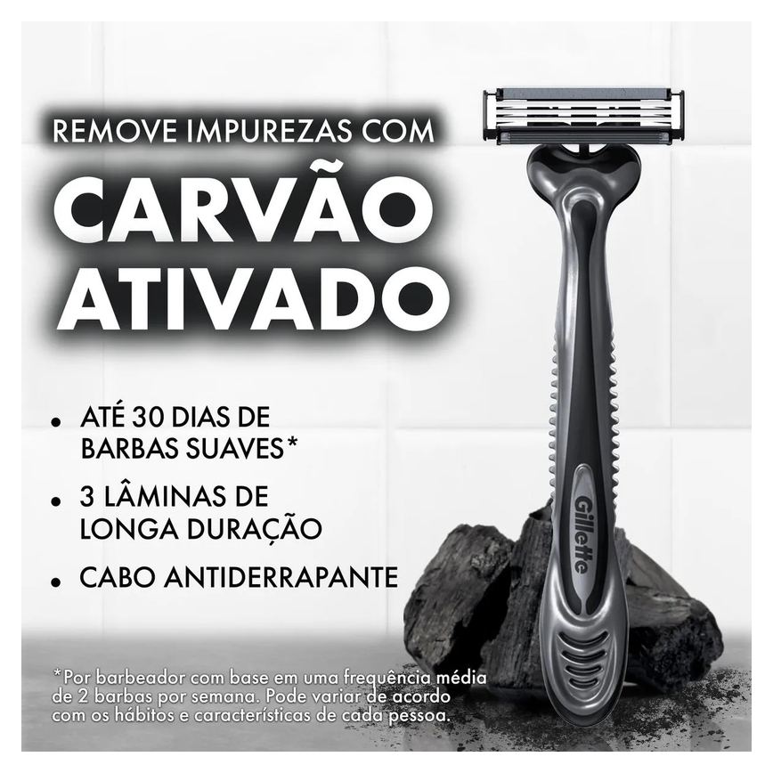 Aparelho de Barbear Descartável Gillette Prestobarba 3 Carvão Ativado 8 unidades