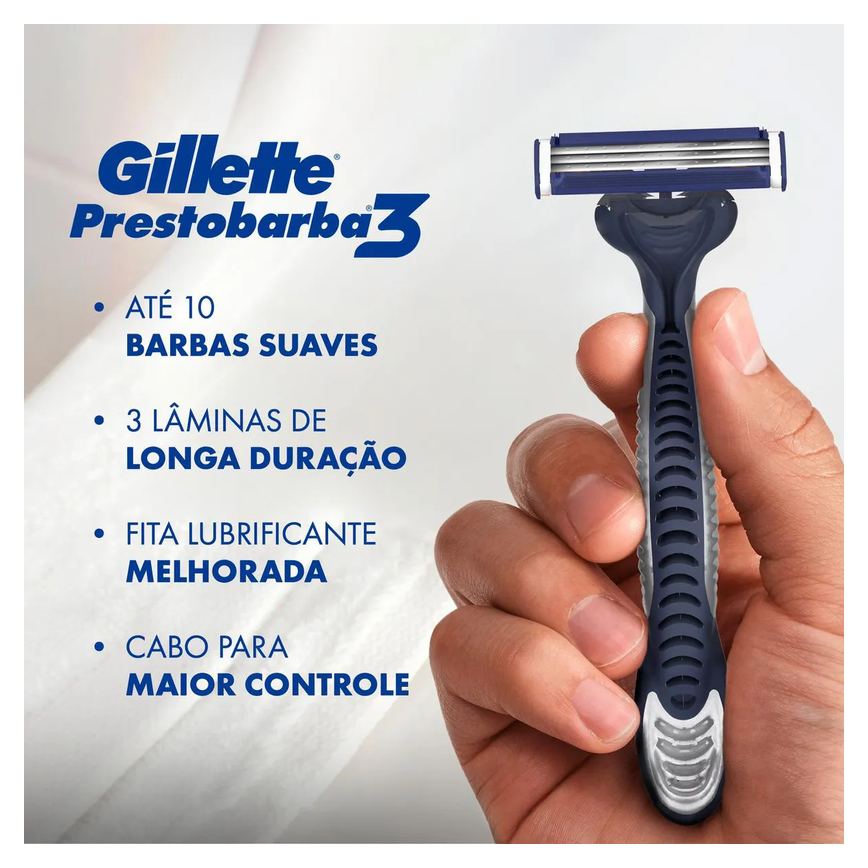 Barbeador Gillette Prestobarba 3 Comfortgel 8 unidades