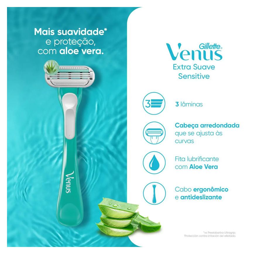 Aparelho de Depilar Gillette Venus Sensitive Feminino com 2 unidades