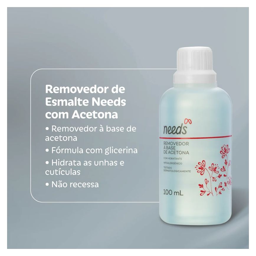 Removedor de Esmalte Needs com Acetona 100ml