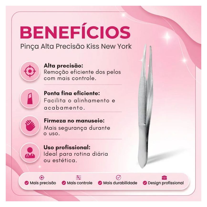 Pinça Ponta Fina Kiss New York Alta Precisão Twzb02Br
